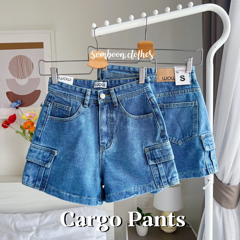 พร้อมส่ง-cargo-pants-กางเกงยีนส์ขาสั้นคาร์โก้