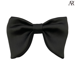 ANGELINO RUFOLO Bow Tie Butterfly(โบว์หูกระต่าย) ผ้าไหมทออิตาลี่คุณภาพเยี่ยม ดีไซน์ ปีกผีเสื้อแบบ 3 จีบ สีดำ