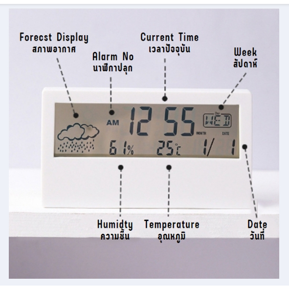 ab001-นาฬิกาดิจิตอลตั้งโต๊ะ-นาฬิกาดิจิตอล-แสดงอุณหภูมิ