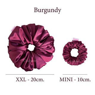 Burgundy  ยางรัดผมผ้าซาติน หนานุ่ม Satin Scrunchies ยางมัดผม ยางรัดผมโดนัท