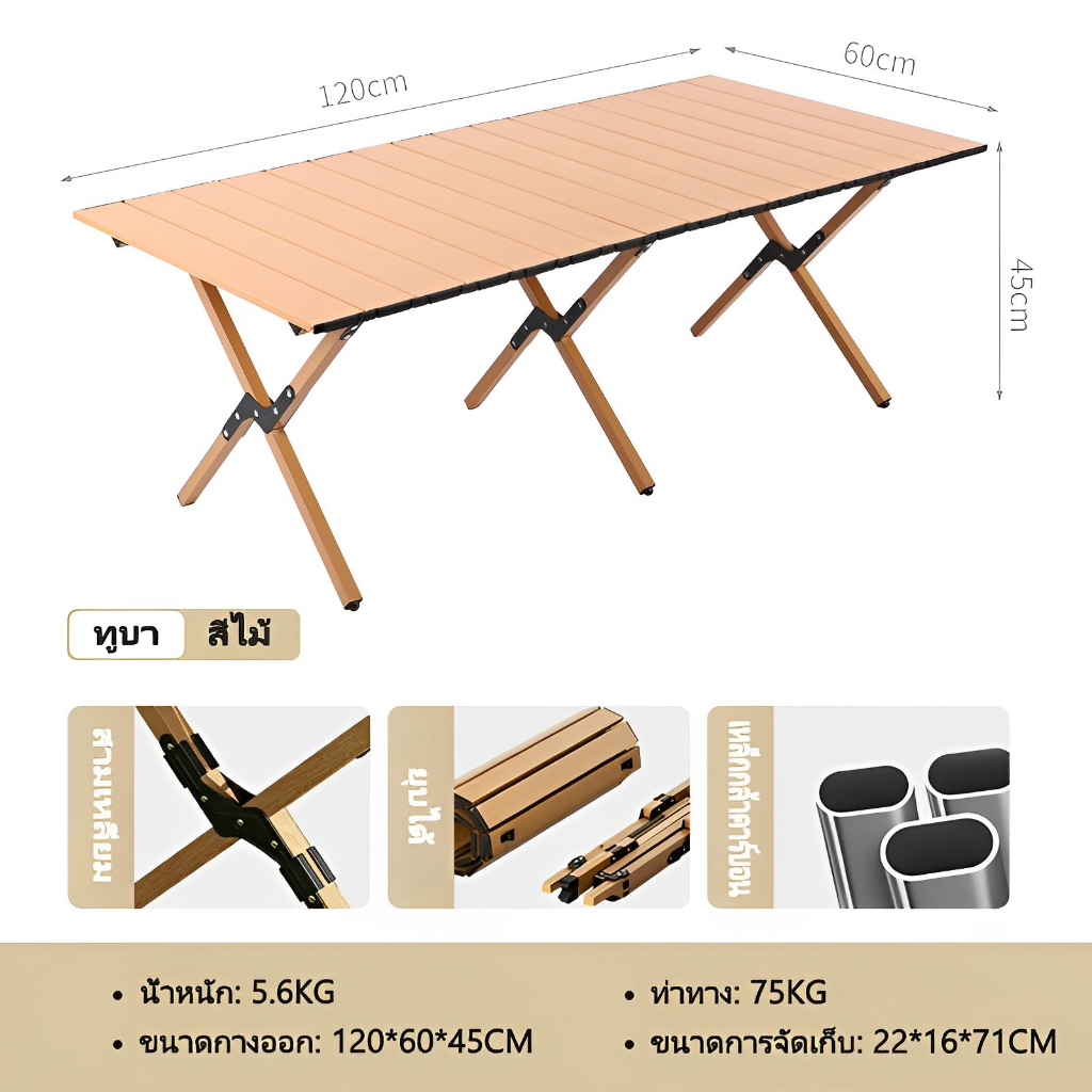 [พร้อมส่ง] ชุดแคมป์ปิ้ง โต๊ะพับได้ โต๊ะพับแคมป์ปิ้ง Folding table แบบ ...
