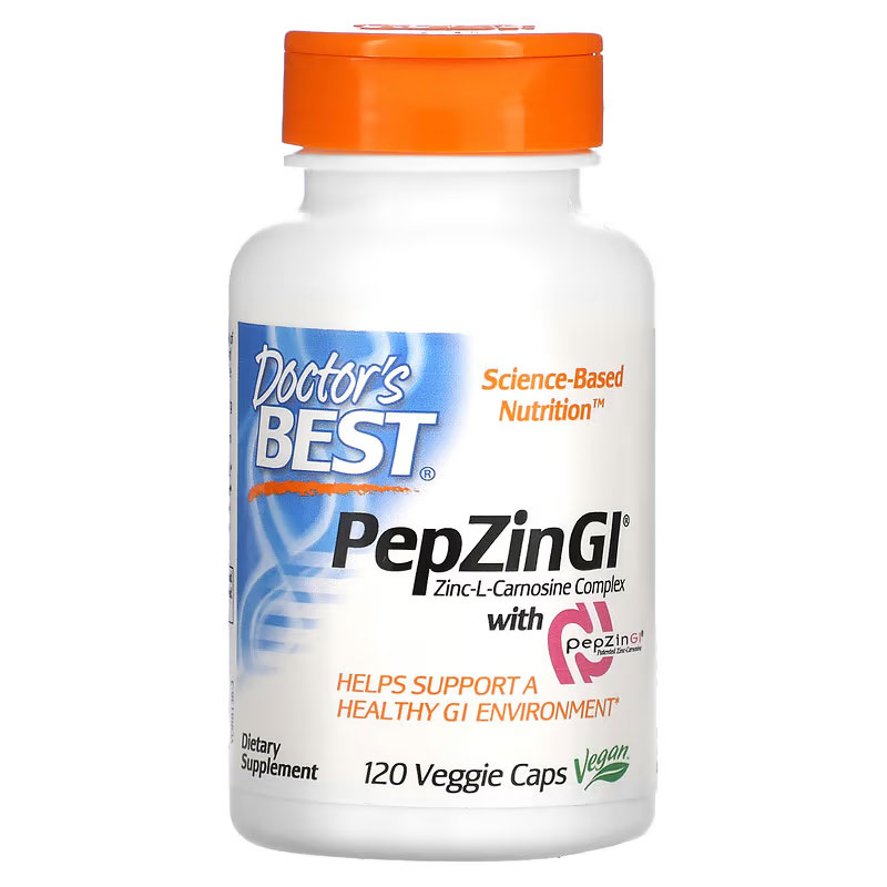 Doctor's Best PepZin GI Zinc-L-Carnosine Complex 120 Veggie Caps ...