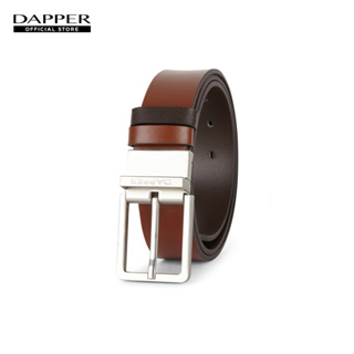 สินค้า DAPPER เข็มขัดผู้ชาย หนังแท้ แบบใส่ได้ 2 ด้าน Rectangular Reversible Pin Buckle Belt สีน้ำตาล (BBCT1/266PN)