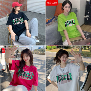 พร้อมส่ง เสื้อยืดผู้หญิงแฟชั่นสาวอวบ oversize คอกลมแขนสั้น เสื้อผ้าวัยรุ่นน่ารัก เสื้อโอเวอร์ไซส์สไตล์เกาหลี สกรีนลายเท่