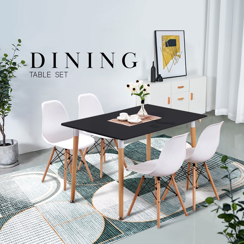 พร้อมส่ง-kenzzo-โต๊ะพร้อมเก้าอี้-4-ตัว-โต๊ะรับประทานอาหาร-กินข้าว-eames-table-with-4-chairs