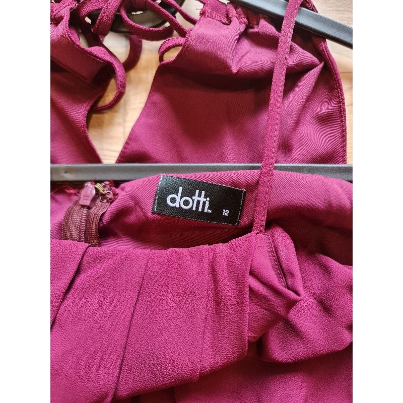 dotti-size-12-เดรสออกงาน-สีแดง-burgundy-ผ้าซีทรู-มีซับใน-มีตำหนิ