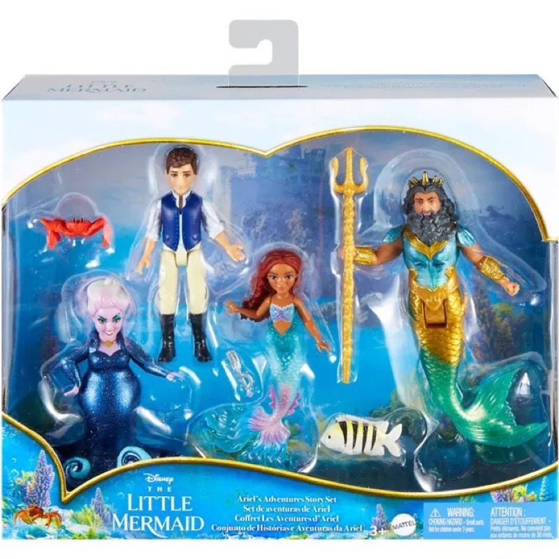 ของแท้100-disney-the-little-mermaid-ariels-adventures-story-set-with-4-small-dolls-and-accessories