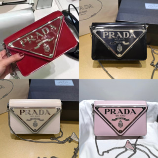 พรี​ ราคา8200 Prada 1BH189 หนังแท้ กระเป๋าสะพายไหล่ กระเป๋าสะพาย17*9.5*3.5cm