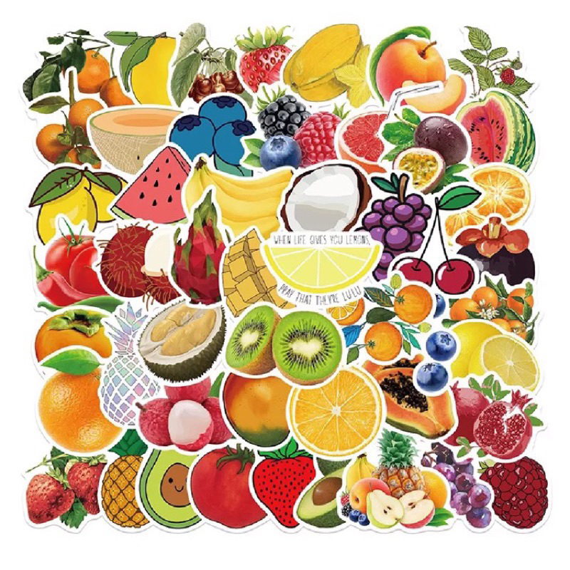 สติ๊กเกอร์-ผลไม้-500-fruit-50-ชิ้น-ตกแต่งไม้-ห้องครัว-ขวด-แก้วน้ำ-ร้าน-น้ำ-สตรอว์เบอร์รี-อโวคาโด-avocado-น้ำปั่น-มะพร้าว
