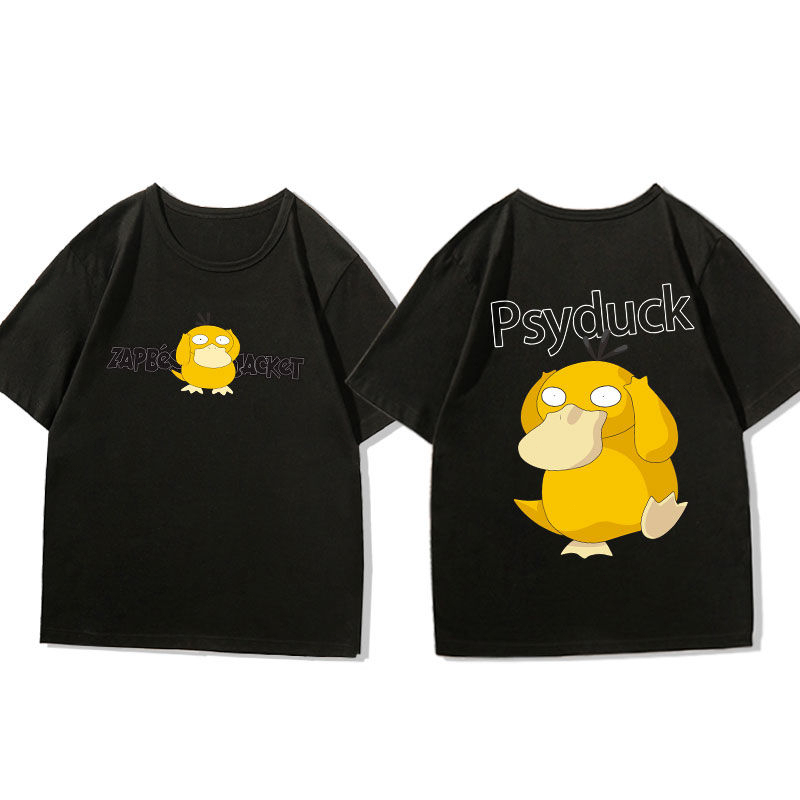 pokemon-pikachu-และ-farfetchd-อนิเมะเสื้อยืดผ้าฝ้ายแขนสั้นพิมพ์ลาย-unisex