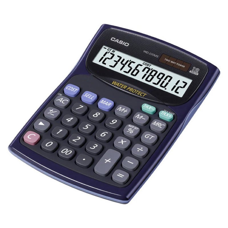 casio-calculator-wd-220ms-เครื่องคิดเลข-casio-ชนิดกันน้ำ-12-หลัก-ของแท้-ของใหม่-ประกันศูนย์