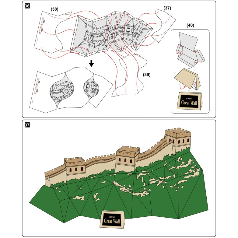 โมเดลกระดาษ-3d-กำแพงเมืองจีน-ประเทศ-จีน-กระดาษโฟโต้เนื้อด้าน-กันละอองน้ำ-ขนาด-a4-220g