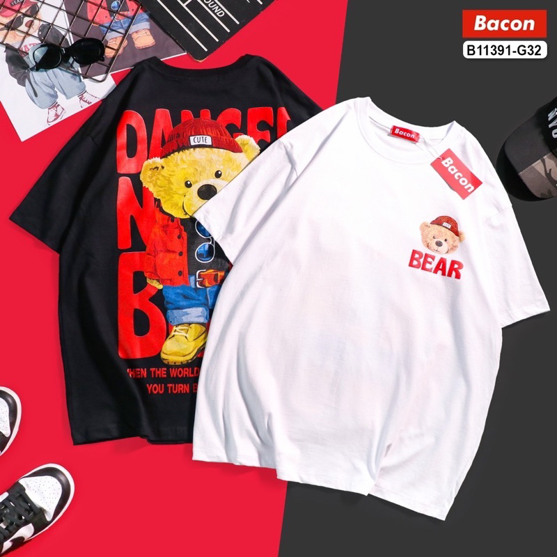 เสื้อยืดโอเวอร์ไซส์-oversize-ลายหมี-dancer-never-bear