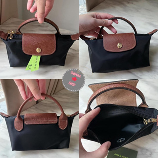 New Longchamp Pouch with handle🖤🧡แท้💯