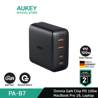 AUKEY PA-B7 Omnia 100W 4-Port USB C Charger, PD Charger with GaNFast , USB C Laptop Charger Power Delivery หัวชาร์จ หัวชาร์จเร็ว 100W รุ่น PA-B7