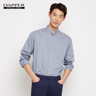 DAPPER เสื้อคอจีน Cotton Blended Herringbone Shirt สีเทา (BCLA1/952TE)