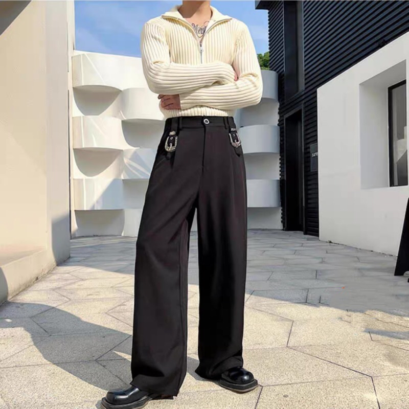 korea-street-pants-กางเกงทรงกระบอกสตรีท-แต่งหัวเข็มขัดเท่ๆ