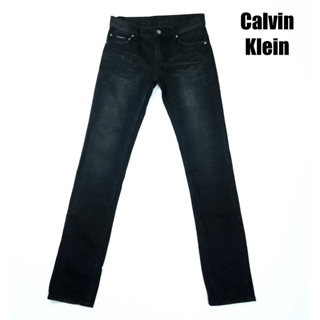 ยีนส์ Calvin Klein เอว 30 สีดำอมสนิม ผ้ายืด ขาเดฟ