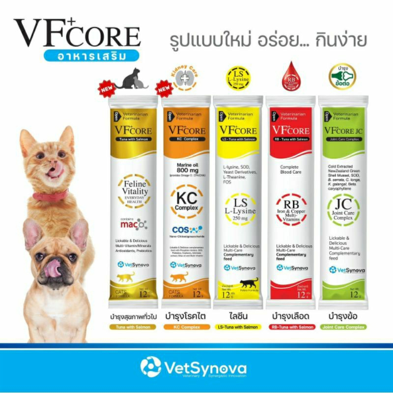 ภาพหน้าปกสินค้ายกกล่อง VFcore อาหารเสริมไลซีน บำรุงเลือด บำรุงข้อ เสริมวิตามิน ในรูปแบบขนมแมวเลีย บรรจุ 30ซอง จากร้าน norah_pet_store บน Shopee