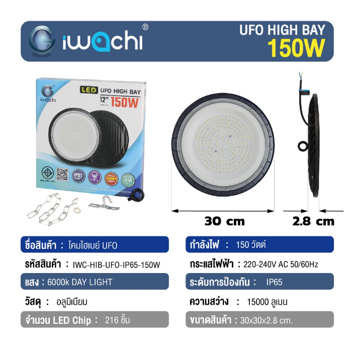 iwachi-150w-โคมไฮเบย์-รุ่นบาง-iwc-hib-ufo-led-ip65-150w