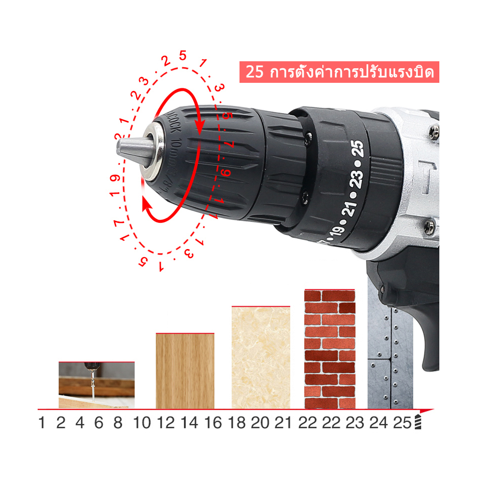สว่านไฟฟ้าไร้สาย-120nm-ไฟ-led-การควบคุมความเร็วสามระดับ-แบตเตอรี่ลิเธียม-128vf-สองก้อน-สว่านไฟฟ้ามือไร้สาย