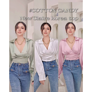 #COTTON CANDY🍭 เสื้อแขนยาวผ้าซิลค์ New Claire korea top