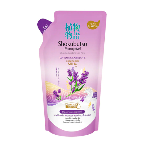 shokubutsu-monogatari-softening-lavender-amp-hokkaido-milk-shower-cream-refill-ผลิตภัณฑ์ทำความสะอาดผิวกาย-500ml