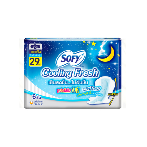 sofy-cooling-fresh-night-super-slim-0-1-wing-29cm-ผ้าอนามัย-6pcs