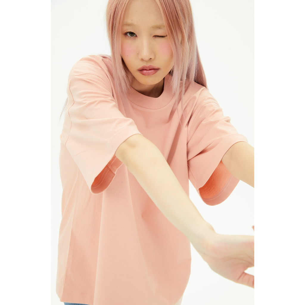 ov07-rose-เสื้อยืดสีโอรส-cotton20-oversize