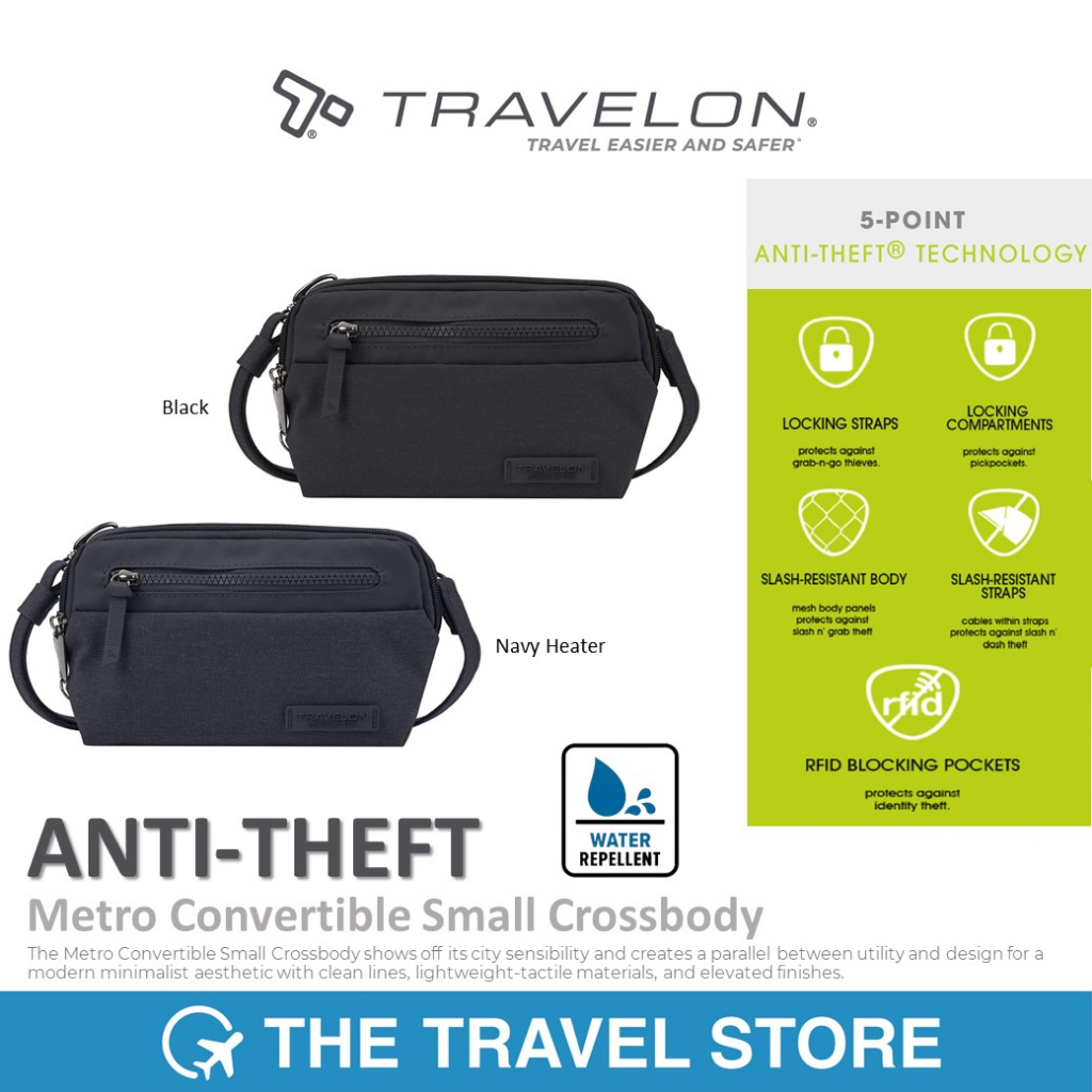 TRAVELON AntiTheft Metro Convertible Small Crossbody (43416) กระเป๋า