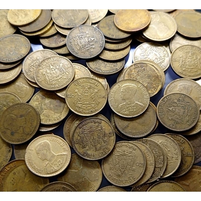 ชุด-5-เหรียญ-เหรียญ-50-สตางค์-สต-ร9-ปี-พ-ศ-2500-ผ่านใช้-ของสะสม