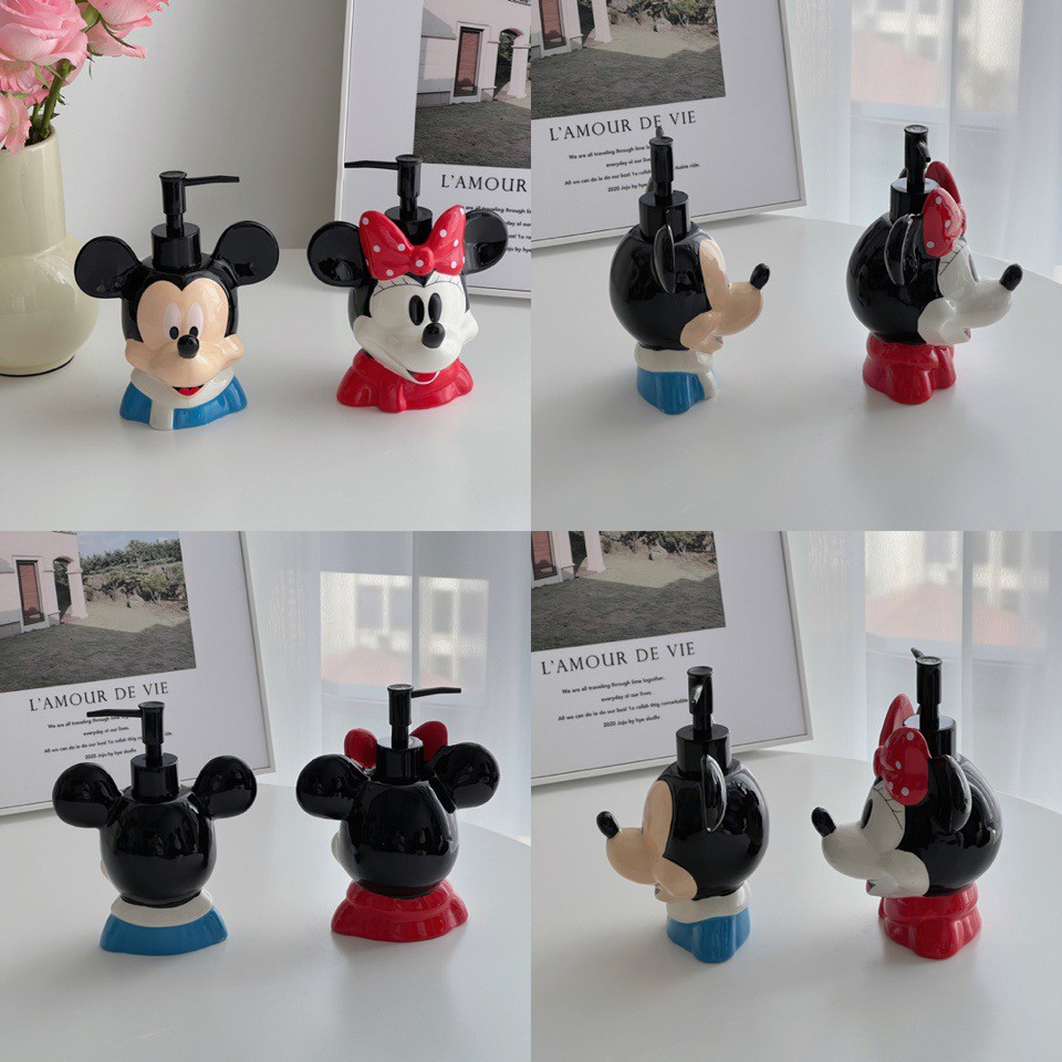 พร้อมส่ง-ขวดปั๊ม-mickey-minnie-มิกกี้-มินนี่-ขวดปั๊มสบู่เหลว-ตกแต่งห้อง-โมเดล-ขวดน่ารักๆ-ขวดปั๊มเจล-เซรามิค-ceramic