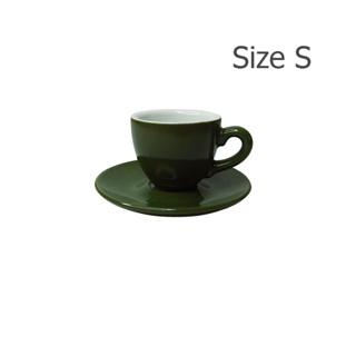 [Koffee House] ถ้วยกาแฟ ถ้วยกาแฟสีเขียวใบไม้ พร้อมจานรอง