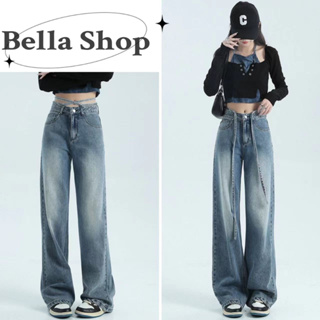 Bella🌻กางเกง👖ย้อนยุค เอวสูง กางเกงยีนส์ทรงตรง สำหรับผู้หญิง ดีไซน์ใหม่ กางเกงขากว้างทรงสลิม สวยและดูดี✨พร้อมส่งจากกทม มาถึงใน 3-5 วัน