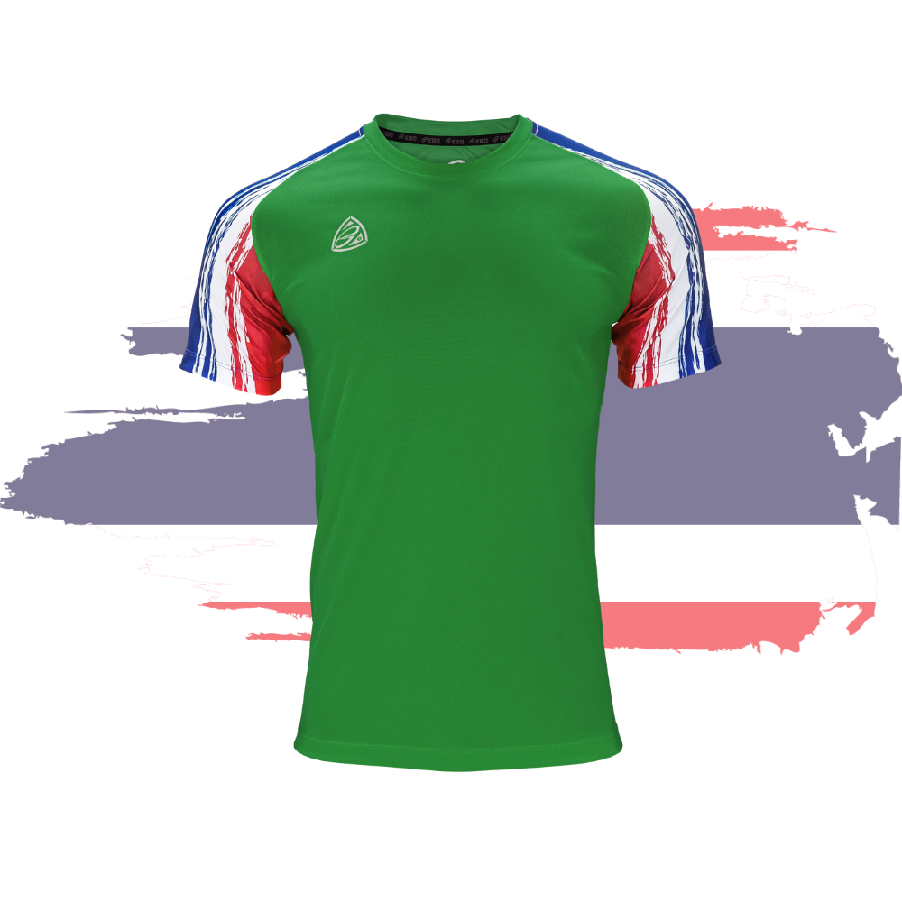 ego-sport-เสื้อกีฬา-eg1018-สีเขียวไมโล-เสื้อฟุตบอล-เสื้อกีฬาคอกลมแขนสั้น-ลายธงชาติ