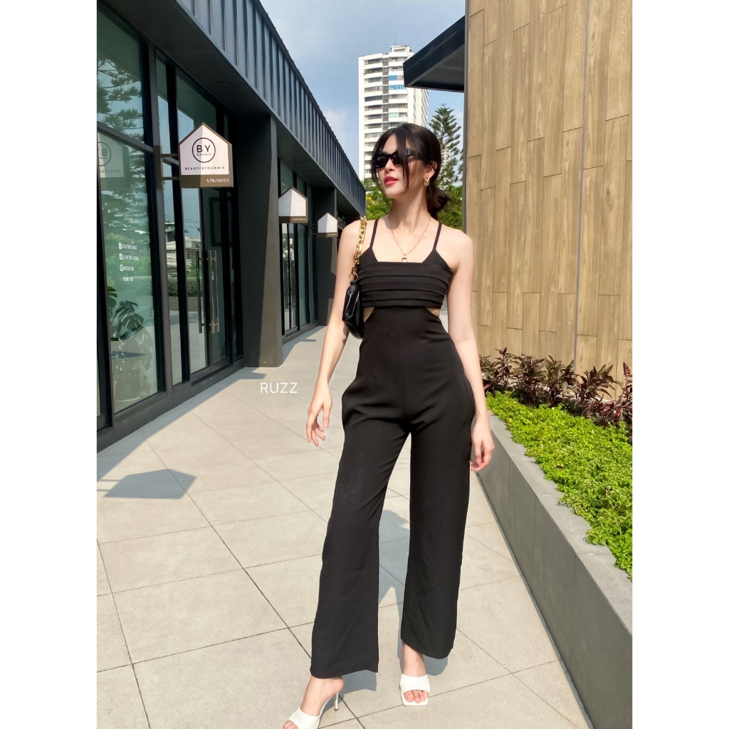 iris-jumpsuit-จั๊มสูทสายเดี่ยว-ผ้าหนาทิ้งตัว-ruzz