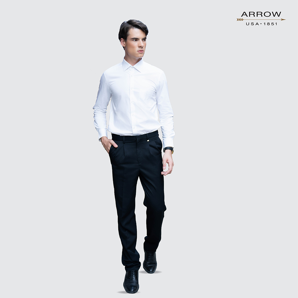 arrow-เสื้อเชิ้ต-antibacterial-ระงับกลิ่นอับชื้น-มีกระเป๋าเสื้อ-ทรงsmart-สีขาว-macm714-wh