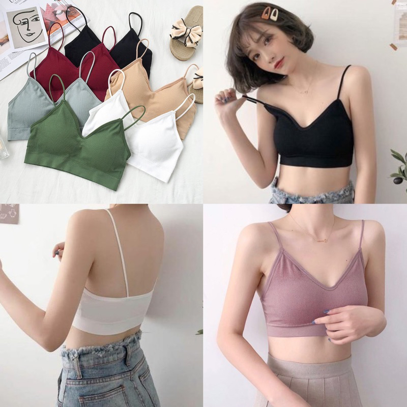 พร้อมส่ง-sport-bra-บราไร้โครง-ชุดชั้นใน-เสื้อชั้นใน-สปอร์ตบรา-บราสายเดี่ยว-ชุดออกกำลังกาย-มีฟองน้ำ-ใส่สบาย-ราคาถูก