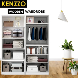 พร้อมส่ง KENZZO: ตู้เสื้อผ้าไม้ 2ประตู ชั้นวางของ ชั้นเก็บของ คุณภาพดี แข็งแรง (2 Door Wardrobe)