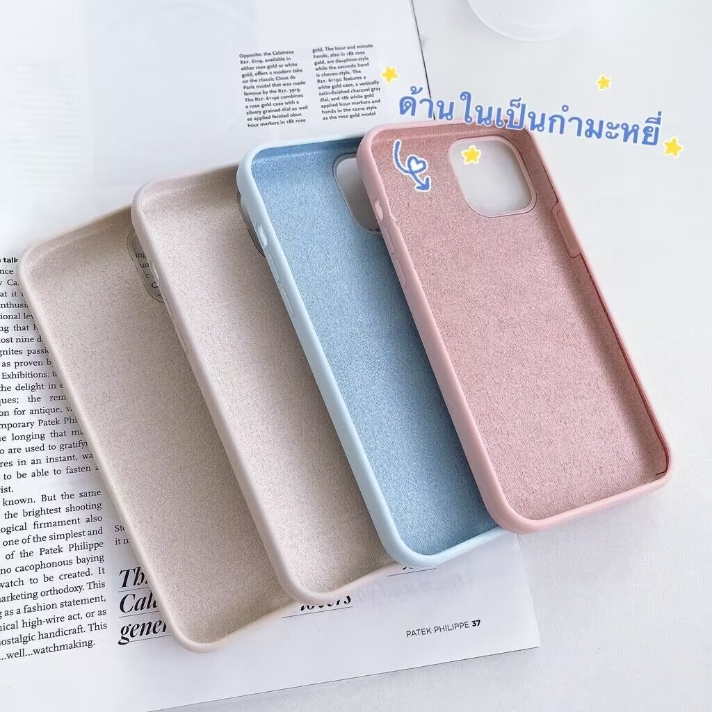 เคสกำมะหยี่-โลโก้-ใช้สำหรับ-iphone-12-pro-max-ใช้สำหรับ-iphone-14plus-เคสซิริโคน-มี-15สี-เคสสีพื้นพาสเทล