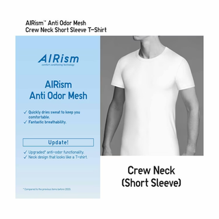 เสื้อยืดผู้ชาย AIRism UNIQLO ยูนิโคล่ ผ้าตาข่าย คอกลม แขนสั้น ลดการเกิดกลิ่น - Anti Odor Mesh (S,M,L,XL)