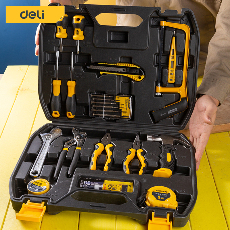 deli-กล่องเครื่องมือช่าง-ชุดเครื่องมือช่าง-อุปกรณ์ช่าง-21ชิ้น-ความหลากหลายของเครื่องมือช่าง-ชุดเครื่องมือ-tool-set