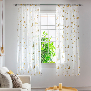 1 PC Stripe Window Tulle Jacuqard Curtain European Design Brown Sheer Curtain