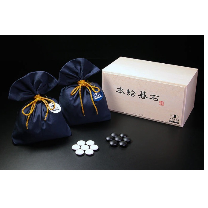 หมากเปลือกหอยแท้ ผลิตที่ญี่ปุ่น เบอร์25 (Blue Label Clamshell Go Stones