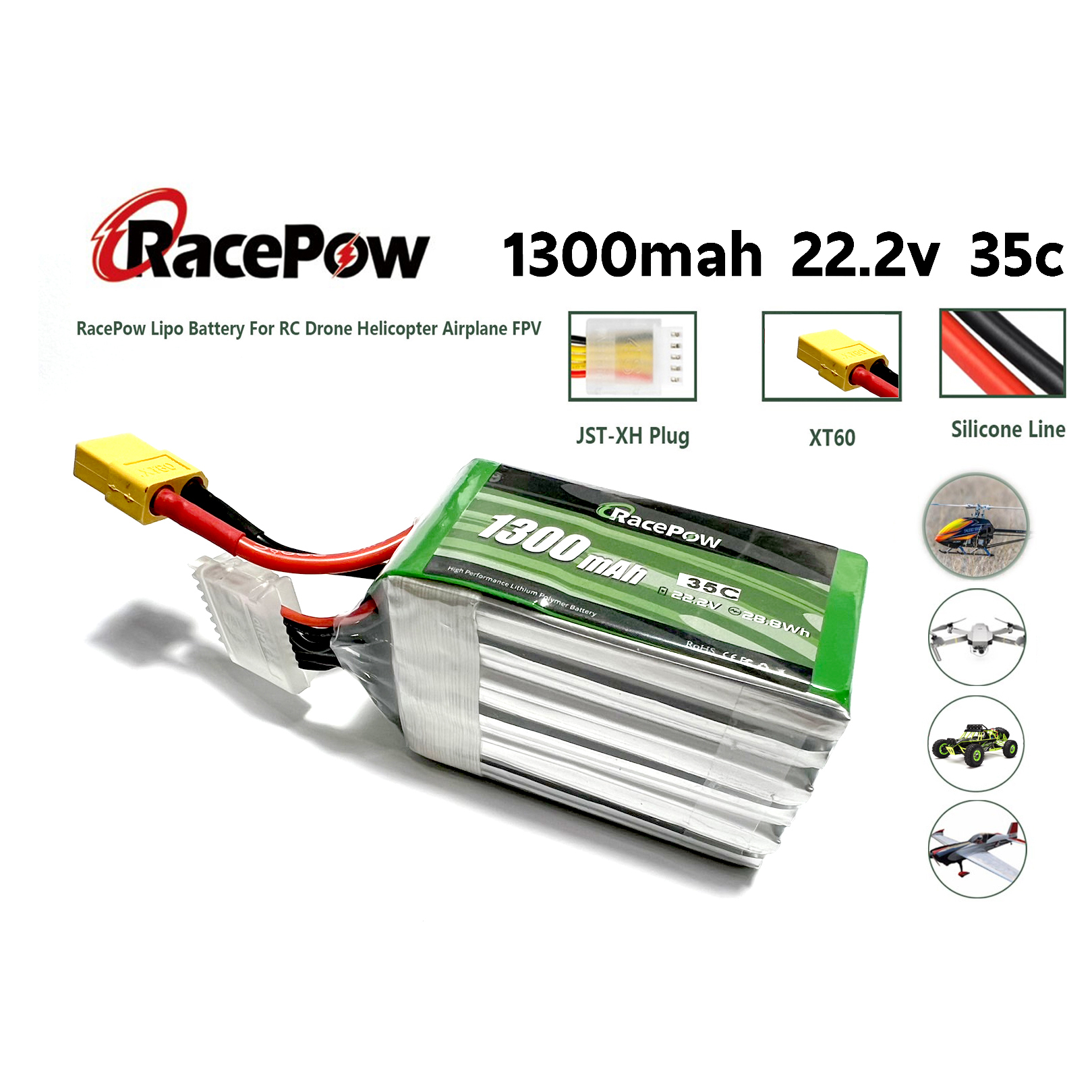 แบตเตอรี่ลิโพ-racepow-1300mah-22-2v-6เซล-35c-แบตลิโพ-lipo