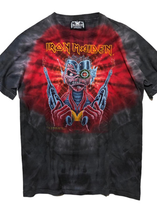 [จัดส่งฟรี!!!] เสื้อวงดนตรี Iron Maiden Somewhere Back In Time มัดย้อม ปี 1987 ป้ายผีเสื้อ Symmetria Size L