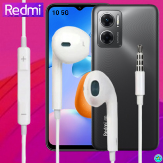 หูฟัง สมอลทอล์ค Redmi Aux 3.5 เรดมี่ 10 5G สวมใส่สบายหู เบสนุ่ม เสียงดี รีโมทเล่น-หยุดเพลง-เพิ่ม-ลดระดับเสียง