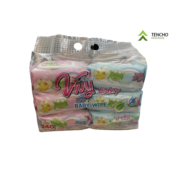 วีวี่-ทิชชู่เปียก-แพ็ค-6-ห่อ-vivy-baby-wipe-ไม่มีแอลกอฮอล์-ทิชชู่เหมาะสำหรับเด็กและผู้ใหญ่-อ่อนโยนนุ่มชุ่มชื่่น