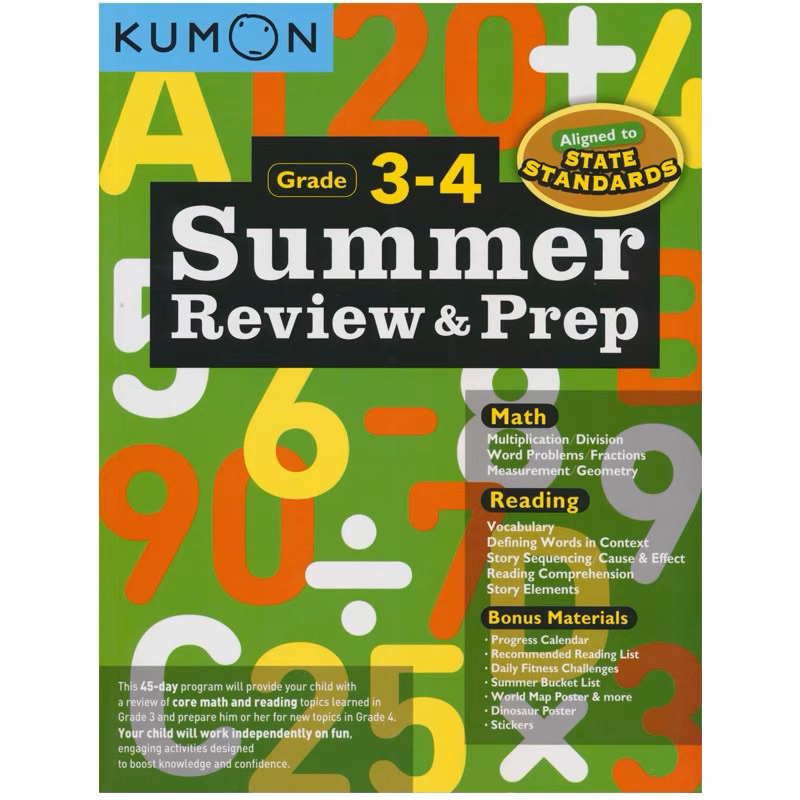 Kumon Summer Review & Prep Math & Reading Grade 2-5, 3 Workbooks ...