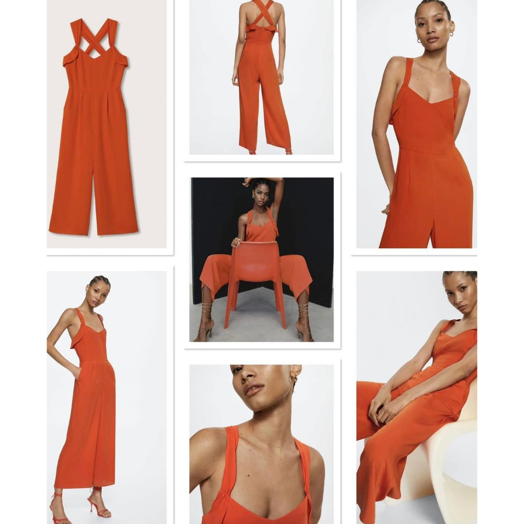 mango-ชุดจั้มสูทขายาว-สายไขว้หลัง-รุ่น-mango-mirlo-wide-leg-culotte-jumpsuit-orange